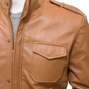 Chaqueta de Cuero Premium para Hombre, Cómoda, Impermeable, Transpirable, Estilo Urbano, con Logotipo Frontal, Chaqueta de Invierno Suave - Product Image 5