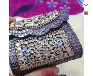 Bolso de mano elegante con mosaico Kundan para fiesta nupcial india, con correa de cadena, bolso de diseñador para bodas y fiestas nupciales - Product Image 6
