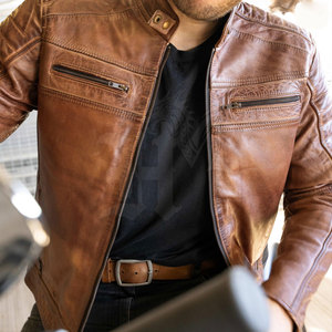Veste de moto en cuir unisexe, design personnalisé, logo sur mesure, coupe-vent, respirante, vêtements décontractés - Product Image 3