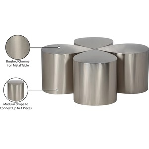 Muebles de Sala de Estar Modernos y Ecológicos de Lujo, Juego de Mesa de Centro Plateada, Taburete de Metal de Acero Inoxidable - Product Image 1