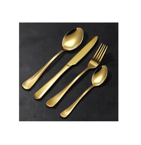 Ensemble de couverts pour dîners et fêtes à domicile, couteau, fourchette et cuillère plaqués or, nouveau style, métal poli brillant, ensemble de couverts - Product Image 6