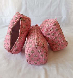 Medium Eco-Friendly Floral Pouch Cotton Cosmetic <b>Bag</b> <b>Waterproof</b> Wash <b>Bag</b> Zipper Hand Block Print Makeup Pouch Gifts for Her - Product Image 4