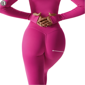 Women's Custom Logo High Waist Knitted Gym <b>Tights</b> Seamless Yoga Leggings Four-Way Stretch Breathable Solid Pattern Recyclable - Product Image 1