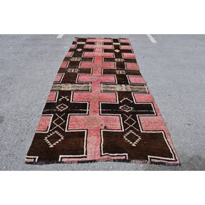 Tapis Vintage en Laine Turque Marron Rose 5 X 12.4ft Plat Tissage Patchwork Motif Salon Tapis Latex pour Décorations de Salon - Product Image 1
