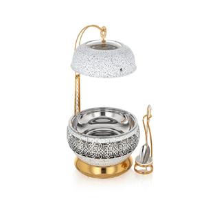 Venta caliente forma personalizada Buffet calentador de alimentos plato de frotamiento acabado de níquel brillante decorativo Servidor de alimentos plato de frotamiento de Metal - Product Image 4