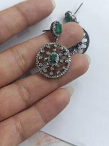 Pendientes colgantes de Esmeralda natural, gota de plata de latón, joyería fina hecha a mano, regalo para su regalo de aniversario de piedras preciosas - Product Image 5