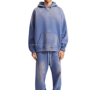 Conjunto de 2 Piezas de Sudadera con Capucha y Pantalones con Lavado Ácido Degradado Estilo Vintage, Chándal con Logotipo Personalizado para Hombre, Estilo Casual para Otoño - Product Image 1