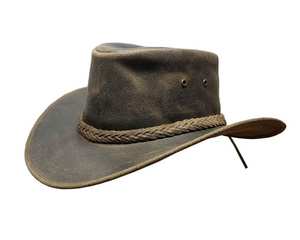 Sombrero de vaquero de cuero Estilo australiano occidental Outback Sombrero de cuero real con barbijo - Product Image 2