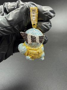 Collar con Colgante de Diamantes de Imitación VVS de Moda, Estilo Hip Hop, con Diamantes de Colores, Chapado en Oro, Plata 925, Diseño de Dibujos Animados - Product Image 3