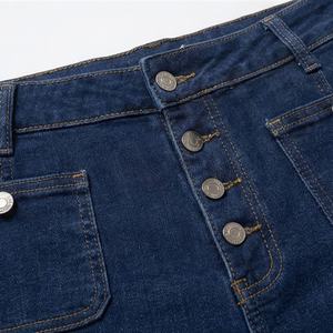 Pantalones Vaqueros de Mezclilla para Mujer, Diseño Nuevo, Color Personalizado, Ajustados, con Bolsillos, Botones, Corte Acampanado, Cintura Baja, Logotipo de Marca Personalizado - Product Image 4