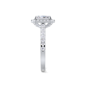 Anillo de Compromiso con Doble Halo de Diamantes Corte Radiante de 1.57CT, Plata de Ley 925 Sólida, Bañado en Rodio, con Pavé - Product Image 3