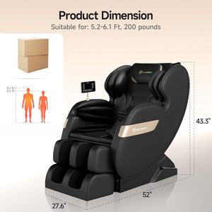 Fauteuil de massage complet Real Relax 2025 avec système S-Track à double moteur, fauteuil inclinable de massage Shiatsu à gravité zéro avec contrôle par application et écran LCD - Product Image 2