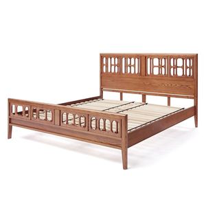 Estructura de cama de madera minimalista moderna, muebles duraderos de madera Suar de caoba de teca para dormitorio, Color Natural para Hotel Villa 040213 - Product Image 4