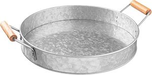 Plateau rond en métal galvanisé Plateau majordome unique Centre de table décoratif pour table basse ou table à manger - Product Image 4