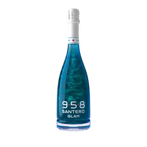 958 SANTERO GLAM BLUE、750 ml、25.36オンス、アルコール含有量6,5% 、内部にキラキラとブルーベリーの味