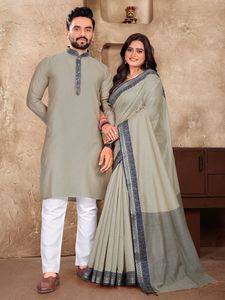 TRADITIONAL WEAR couple set saree et kurta pour collection de mariage - Product Image 5