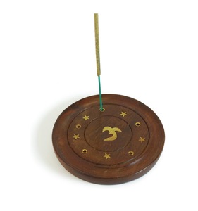 กระถางธูปไม้ทรงกลมที่มีความยาว4นิ้วทำด้วยมือสำหรับวัตถุประสงค์ทางศาสนาของฮินดู - Product Image 1