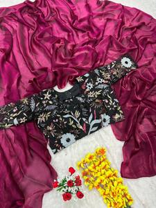 Diseñador indio último Sari indio Rosa tradicional exclusivo desgaste de fiesta de lujo Ropa Étnica ropa de novia impresionante Sari precioso - Product Image 5