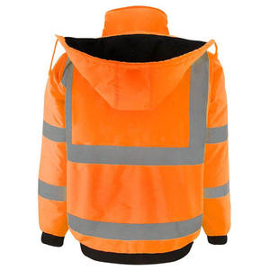 Hi Vis Jacket Zip Closure High Quality <b>Reflective</b> <b>Tape</b> Security Safety Jacket Front Pockets Custom Logo Print <b>Reflective</b> Jacket - Product Image 3
