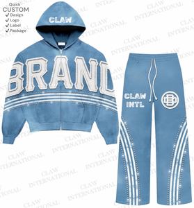 Chándal unisex personalizado, conjunto de pantalones de chándal y Sudadera con capucha, chándal liso de gran tamaño con forro polar 500 Gsm, chándales holgados para hombre - Product Image 3