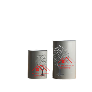 Mesa de diseño Centros DE MESA DE BODA Nuevo diseño Jarrón de aluminio y metal Juego de 3 jarrones Hallow en acabado púrpura Vintage - Product Image 3