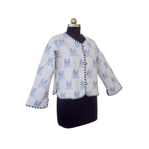 Veste matelassée faite à la main en coton indien, légère, chaude, respirante, à rayures courtes, réversible, vêtement tissé pour toutes les saisons, automne - Product Image 4