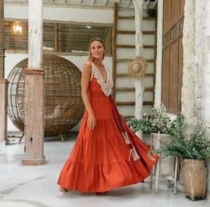 chinese dress ladies Jade Fringe V-Neck Maxi Dress – KÍLẸ̀ŃTÀR main image 0