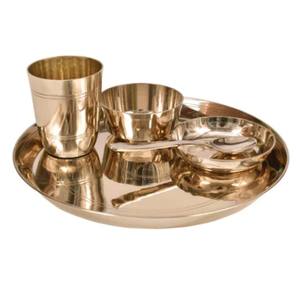 VISHAL HANDICRAFT Ensemble de thali indien de luxe en cuivre et acier martelé de haute qualité, vaisselle de service traditionnelle indienne - Product Image 3