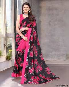 Saree con estampado de Georgette suave y vibrante con contraste llamativo y blusa perfecta para eventos festivos salidas casuales y uso diario - Product Image 5