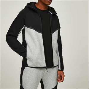 ชุดวอร์มผ้าฟลีซ2ชิ้นมีฮู้ดระบายอากาศได้ดีสำหรับผู้ชายชุดกีฬาฤดูหนาวยิมฝึกซ้อม - Product Image 4