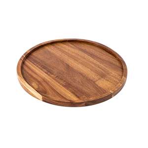 Plateau de service rond en bois Décor de table basse rustique Accent décoratif pour la maison - Product Image 1