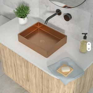 Lavabo de salle de bain en acier inoxydable rose doré CUPC 19"X15" avec drain escamotable élégant - Product Image 3