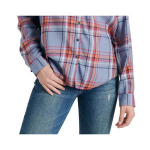 Camicia a Quadri da Donna Lucky Brand, Arancione, Taglia XS, in Popeline di Seta e Cotone Lavorato a Maglia, Stile Casual con Logo Ricamato per Ufficio, Autunno - Product Image 3