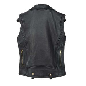 Gilet d'hiver en cuir de vache véritable pour homme, respirant, sans manches, avec fermeture éclair diagonale et col à revers, service OEM - Product Image 4