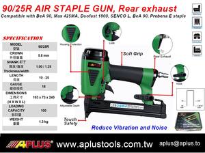ปืนลมยิงตะปู APLUS 90/25R ขนาด 18GA 12-25 มม. แบบ 90 ปลายท่อไอเสียด้านหลัง หัวแคบ - Product Image 2