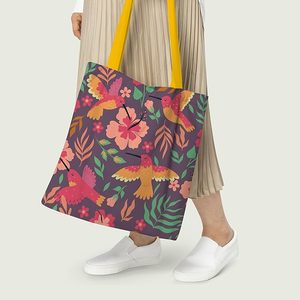 Durable Humming Birds Canvas Tote <b>Bag</b> Medium Eco-Friendly Screen Printed Tote Recyclable Heat Transfer <b>Long</b> for Advertising - Product Image 4