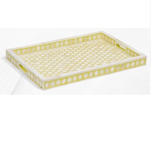 Plateau décoratif en bois avec incrustation d'os, design haut de gamme, plateau de service pour le thé et le café, utilisation à domicile, hôtel, restauration, plateaux de service pour aliments - Product Image 1