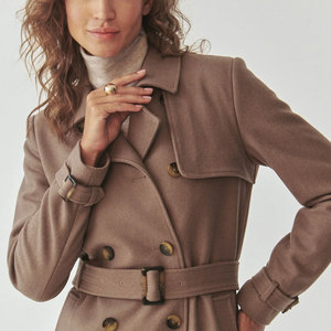 OEM/ODM <b>Winter</b> <b>Waterproof</b> Windproof Woven Women Long <b>Coats</b>-Solid Color & Pattern 100% Wool - Product Image 3