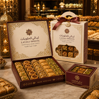 Boîte en papier personnalisée AT PACK pour les douceurs arabes, facile à emporter, emballage cadeau portable pour baklava avec poignée