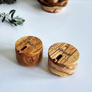 ชามใส่เกลือและพริกไทยทำจากไม้อะคาเซียทรงกลมพร้อมกล่องเครื่องปรุงชามน้ำตาลขัดเงางานฝีมือรูปพระจันทร์เสี้ยวตามสั่ง - Product Image 2