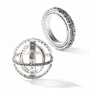 Jeulia Astronomical Sphere Sterling <b>Silver</b> Men's <b>Opal</b> <b>Ring</b> with Free Chain - Product Image 1