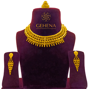 Conjunto de Collar corto chapado en oro de 24K, con pendientes, placa de COLLIER 5GM, Bisutería - Product Image 1