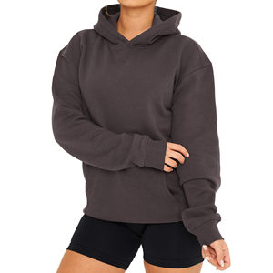 Sudaderas con capucha y sudaderas para mujer French Terry Boxy Heavyweight Unisex Hoodie Vintage Wash Drop Shoulder Oversized Women Hoodies - Product Image 3