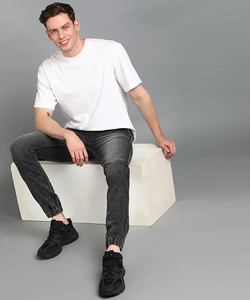 2024 New Fashion Men's Jeans Best Quality Slim Fit Solid <b>Black</b> Casual Wear Ripped Design Mid Waist Pocket Decoration Denim Print - Product Image 4