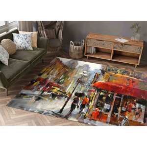 Alfombra Estampada con Paisaje Urbano - Moderna, Personalizada, Lavable a Máquina, Alfombra de Chenilla - Product Image 1