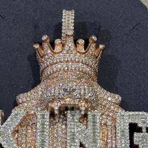 VVS Clarity Moissanite Diamond Pendant Icedown Silver/Gold Hip-Hop Style 18K Rose Gold Plated Fine Pendants Charms para hombres Regalo - Product Image 5