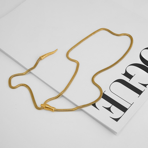 Última 18K chapado en oro de acero inoxidable joyería Simple largo serpiente collar ajustable para mujeres Punk collar P243477 - Product Image 2