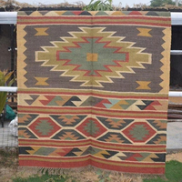 Kilim Area Boho Home Decor Tapis Pour Salon Cuisine Chambre Tapis De Yoga Multicolore Laine Jute Dhurrie À La Main Jute Tapis