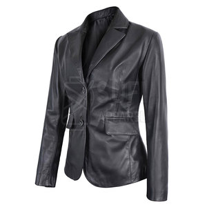 Veste d'hiver en cuir véritable pour femme, design personnalisé, couleur unie, coupe-vent, écologique, streetwear - Product Image 1