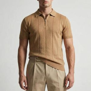 Camisetas Polo ODM para Hombre, 100% Algodón, Estilo Vintage con Media Cremallera, Camisetas Polo de Manga Corta de Alta Calidad - Product Image 1